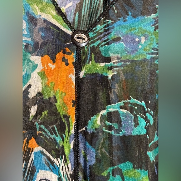 Zury lightweight semi sheer colorful peacock summer top beach cover up free size - Picture 4 of 7